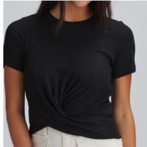 Marine Layer black twist knot front top shirt ribbed basics minimalist casual